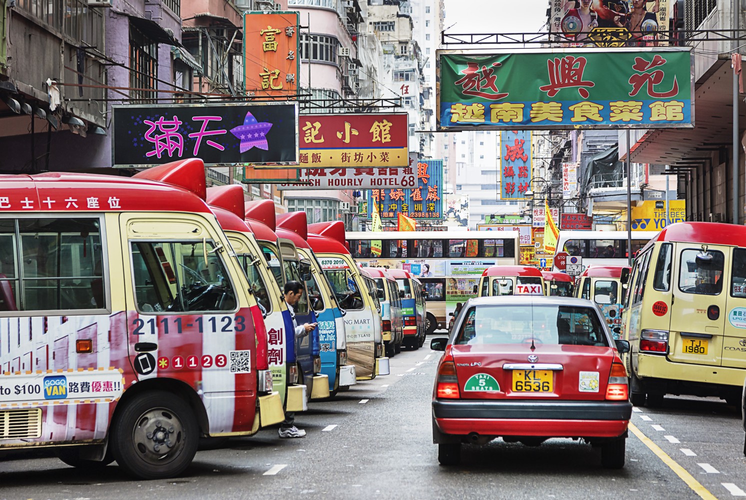 Hongkong, Verkehr, Taxi, Bus